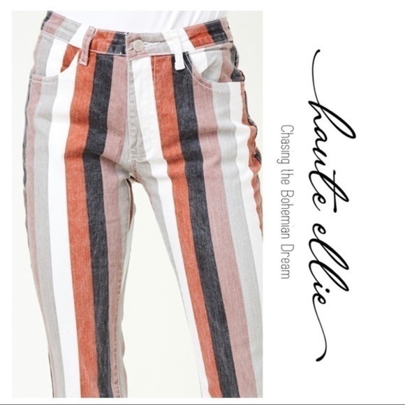 BOHO BABE BOLD-Striped Denim Flare Jeans - Picture 8 of 10